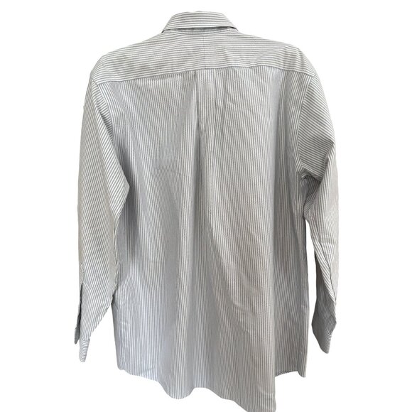 L.L.Bean Men's Button Down Long Sleeve Collared White and Blue Striped Shirt Siz - Picture 5 of 15